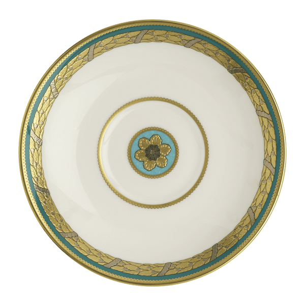 Turquoise Palace Green and Gold Fine Bone China Cream Soup Saucer