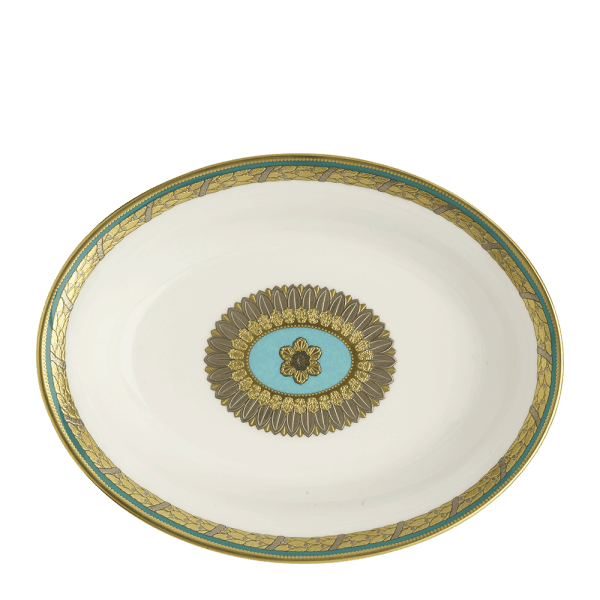 Turquoise Palace Green and Gold Fine Bone China Vegetable Dish