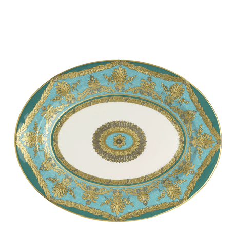 Turquoise Palace Green and Gold Fine Bone China Oval Platter