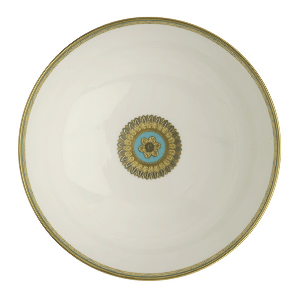 Turquoise Palace Green and Gold Fine Bone China Salad Bowl