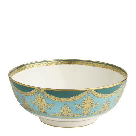 Turquoise Palace Green and Gold Fine Bone China Salad Bowl