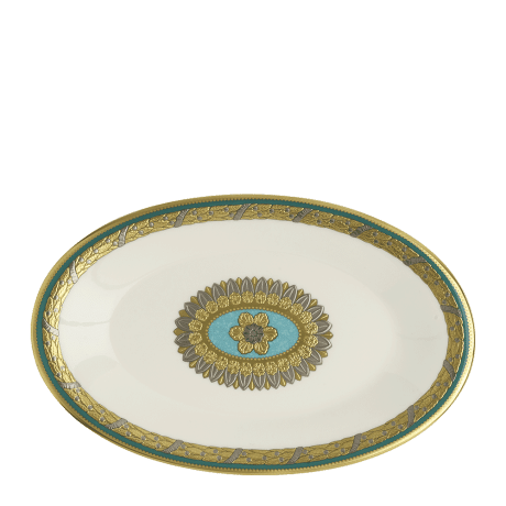 Turquoise Palace Green and Gold Fine Bone China Sauce Boat Stand