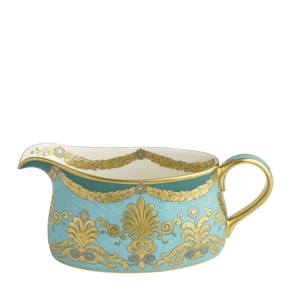 Turquoise Palace Green and Gold Fine Bone China Sauce Boat