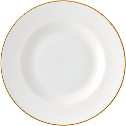 White and gold fine bone china dinner plate