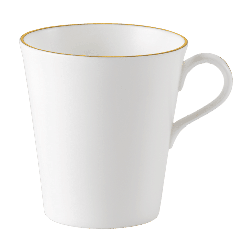 White and gold fine bone china mug