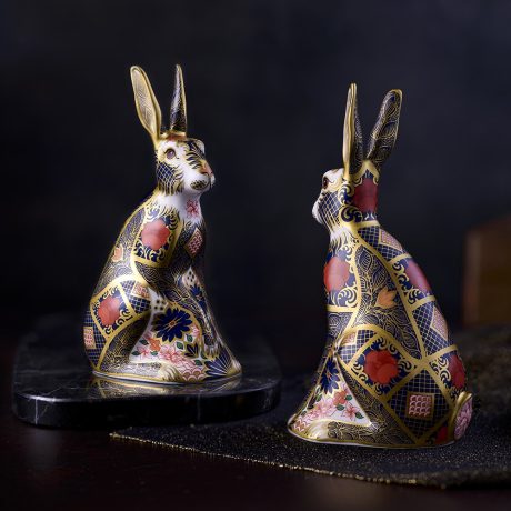 Old Imari Solid Gold Band Hare fine bone china paperweight