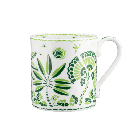 Calypso Green and White Fine Bone China Mug