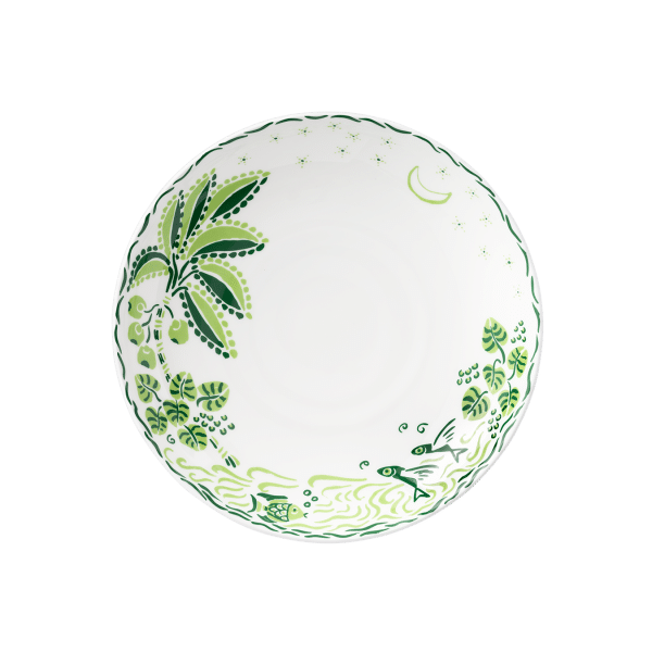 Calypso Green and White Fine Bone China Coupe Bowl