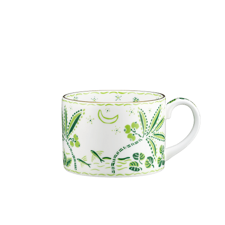 Calypso Green and White Fine Bone China Teacup