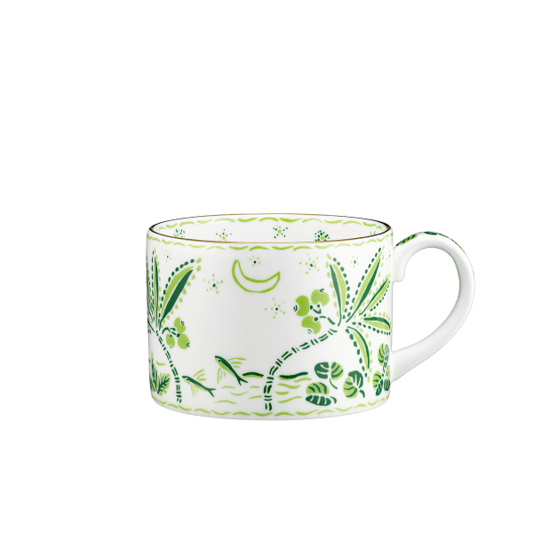 Calypso Green and White Fine Bone China Teacup