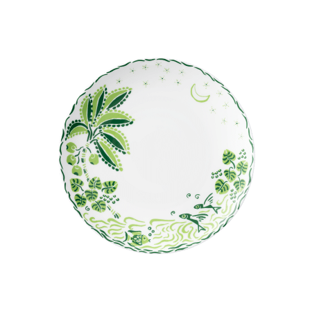 Calypso Green and White Fine Bone China Salad Plate