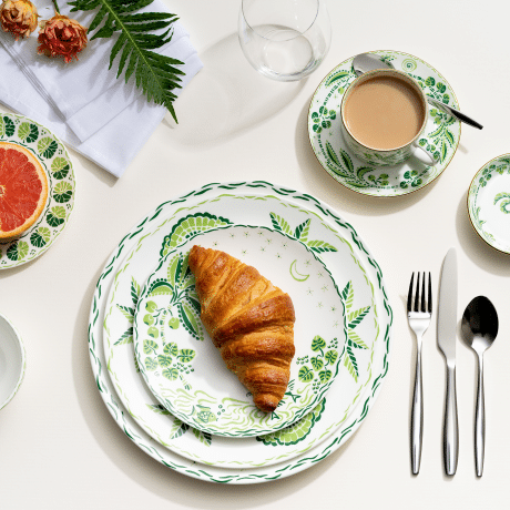 Calypso Green and White Fine Bone China Dinner Set