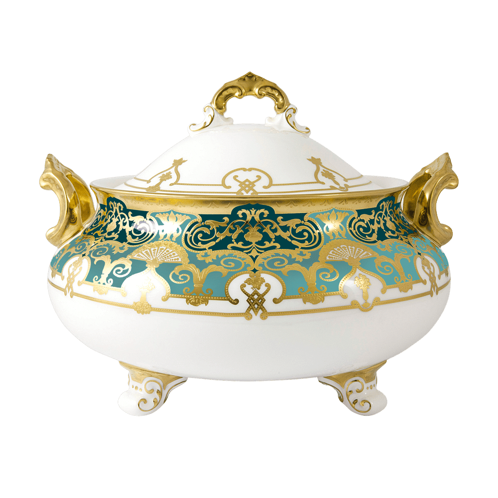 Heritage Forest Green and Turquoise Soup Tureen (3700ml) Royal Crown