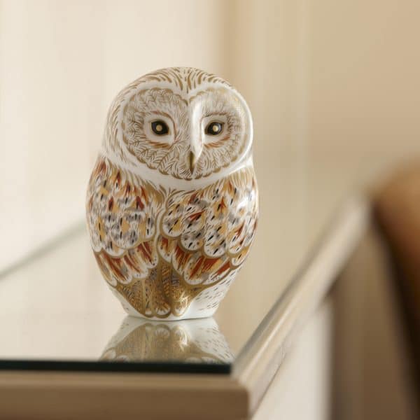Winter Owl Paperweight Fine Bone China Home Accessory