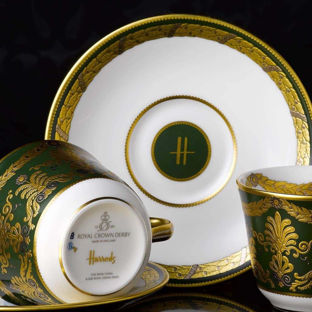 Harrods Bespoke Green and Gold Tableware
