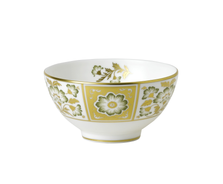 Derby Panel Green Fine Bone China Rice Bowl