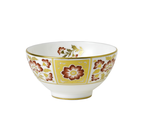 Derby Panel Red Fine Bone China Rice Bowl