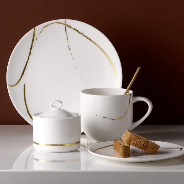 Sketch Black White Gold Fine Bone China Tableware