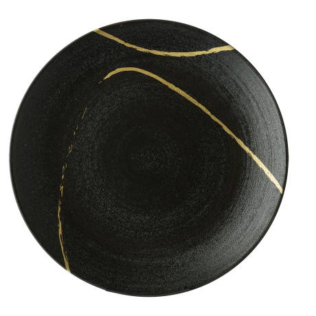 Sketch Black and Gold Fine Bone China Tableware 25cm Coupe Plate