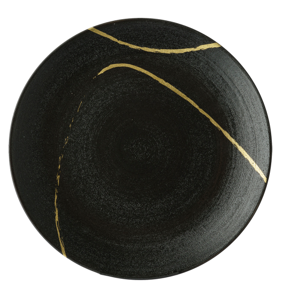 Sketch Black and Gold Fine Bone China Tableware 25cm Coupe Plate