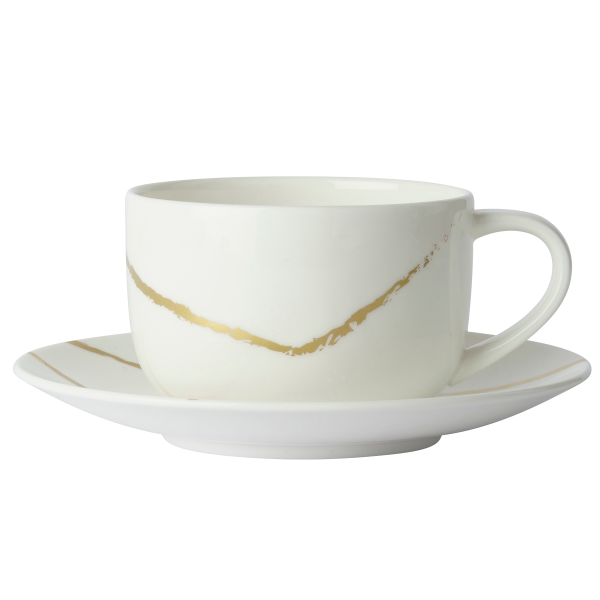 Sketch White and Gold Fine Bone China Tableware teacup and saucer